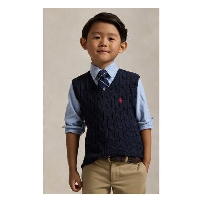 Polo Ralph Lauren para menino. 322702300026 Colete de algodão em ponto de tranças marinho (4años= 109/116cm), Casual, moda infantil Polo Ralph Lauren para menino. 322702300026 Colete de algodão em ponto de tranças marinho (4años= 109/116cm), Casual, moda infantil