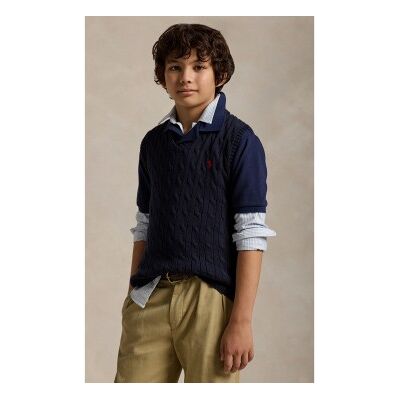 Polo Ralph Lauren para menino. 323702300026 Colete de algodão em ponto de tranças azul-marinho ((L) 10/12años= 150/161cm), Casual, moda infa Polo Ralph Lauren para menino. 323702300026 Colete de algodão em ponto de tranças azul-marinho ((L) 10/12años= 150/161cm), Casual, moda infa