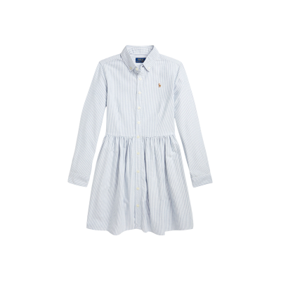 Polo Ralph Lauren para menina. 313934185001 Vestido camiseiro de algodão com riscas azul (12/14años= 155/159cm), Casual, Manga comprida, mod Polo Ralph Lauren para menina. 313934185001 Vestido camiseiro de algodão com riscas azul (12/14años= 155/159cm), Casual, Manga comprida, mod