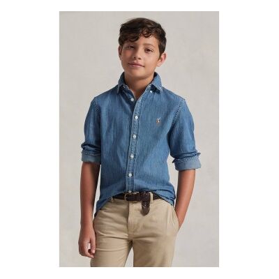 Polo Ralph Lauren para menino. 323713843001 Camisa em cambraia de algodão ((M) 8/9años= 140/149cm), Azul, Casual, Denim, Manga comprida, mod Polo Ralph Lauren para menino. 323713843001 Camisa em cambraia de algodão ((M) 8/9años= 140/149cm), Azul, Casual, Denim, Manga comprida, mod