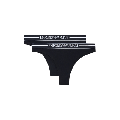 Emporio Armani para mulher. EW000406_AF19023 Conjunto 2 cuecas brasileiras de malha orgânica com banda com logótipo preto (L), Homewear, Alg Emporio Armani para mulher. EW000406_AF19023 Conjunto 2 cuecas brasileiras de malha orgânica com banda com logótipo preto (L), Homewear, Alg