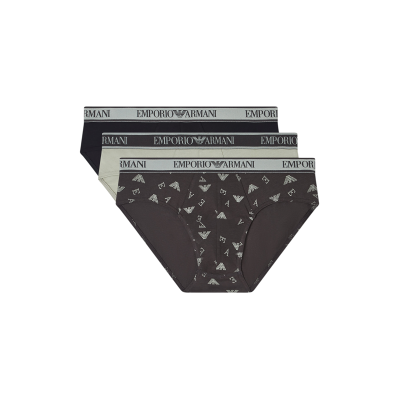 Emporio Armani para homem. EM000369_AF20669 Conjunto 3 cuecas Logo preto, verde, cinzento (L), Homewear, Cinza, Algodão Emporio Armani para homem. EM000369_AF20669 Conjunto 3 cuecas Logo preto, verde, cinzento (L), Homewear, Cinza, Algodão