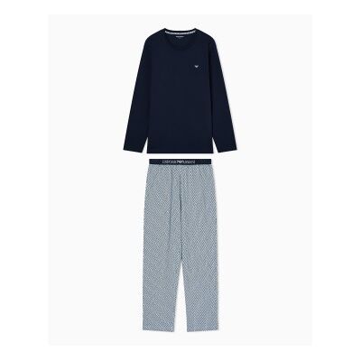 Emporio Armani para homem. EM000611_AF18885 Padrão de pijama Mix navy (XL), Homewear, Algodão, Manga comprida, Marinho Emporio Armani para homem. EM000611_AF18885 Padrão de pijama Mix navy (XL), Homewear, Algodão, Manga comprida, Marinho
