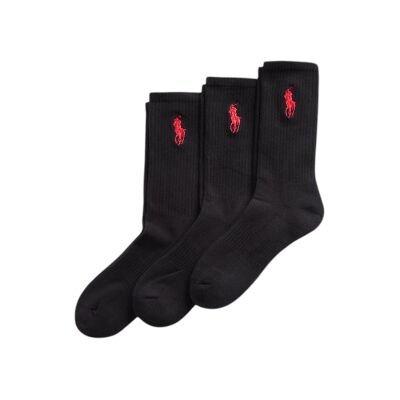 Polo Ralph Lauren para homem. 449865823001 Conjunto de 3 pares de meias cano médio pretas (OSFA), Preto, Homewear, Algodão Polo Ralph Lauren para homem. 449865823001 Conjunto de 3 pares de meias cano médio pretas (OSFA), Preto, Homewear, Algodão