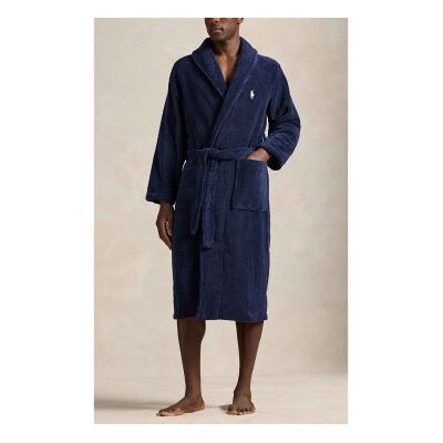 Polo Ralph Lauren para homem. 714853990001 Roupão de algodão felpudo azul-marinho (L-XL), Homewear Polo Ralph Lauren para homem. 714853990001 Roupão de algodão felpudo azul-marinho (L-XL), Homewear
