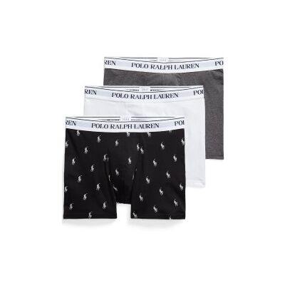 Polo Ralph Lauren para homem. 714830300075 Conjunto de 3 boxers preto, branco, cinzento, boxers de algodão elástico preto, branco, cinzento Polo Ralph Lauren para homem. 714830300075 Conjunto de 3 boxers preto, branco, cinzento, boxers de algodão elástico preto, branco, cinzento