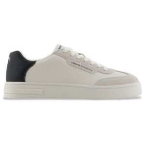 A X Armani Exchange para homem. XUX250XV948N480 Sapatilhas de couro com inserções em contraste branco (46), Plano, Cordão, Casual A X Armani Exchange para homem. XUX250XV948N480 Sapatilhas de couro com inserções em contraste branco (46), Plano, Cordão, Casual