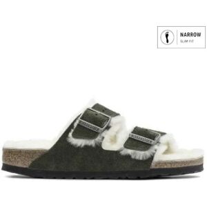 Birkenstock para mulher. 1021102 Sandálias Arizona Lã de ovelha Camurça (Ajuste Estreito) verde (38), Plano, Fivela, Casual Birkenstock para mulher. 1021102 Sandálias Arizona Lã de ovelha Camurça (Ajuste Estreito) verde (38), Plano, Fivela, Casual