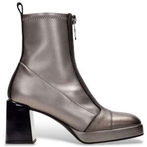 Hispanitas para mulher. HI243658 Botins de couro de bloco prateado (41), Prata, 8 a 10cm, Zíper, Casual Hispanitas para mulher. HI243658 Botins de couro de bloco prateado (41), Prata, 8 a 10cm, Zíper, Casual