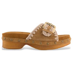 Mou para mulher. MU.SW151004A Sandálias Wood Clog de salto baixo em camurça castanha (41), Marrom, 3 a 5cm, Nenhum, Casual Mou para mulher. MU.SW151004A Sandálias Wood Clog de salto baixo em camurça castanha (41), Marrom, 3 a 5cm, Nenhum, Casual