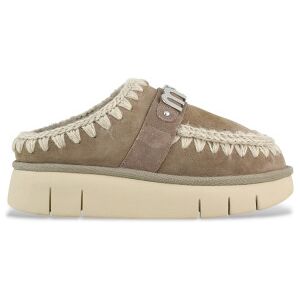Mou para mulher. MU.FW531001A Socas Bounce Socas de couro com logótipo de metal, cinzento (39), 3 a 5cm, Nenhum, Casual, Taupe Mou para mulher. MU.FW531001A Socas Bounce Socas de couro com logótipo de metal, cinzento (39), 3 a 5cm, Nenhum, Casual, Taupe