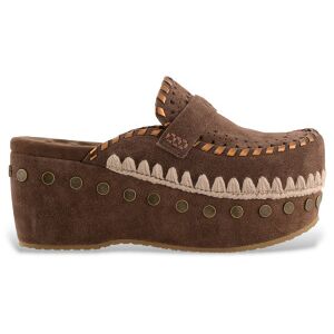 Mou para mulher. MU.SW611004A Tamancos de couro com pesponto castanho (37), Marrom, 3 a 5cm, Camurça, Nenhum, Casual Mou para mulher. MU.SW611004A Tamancos de couro com pesponto castanho (37), Marrom, 3 a 5cm, Camurça, Nenhum, Casual