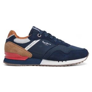 Pepe Jeans para homem. PMS40018 Sapatilhas de couro azul-marinho da London Brand (44), Plano, Camurça, Cordão, Casual Pepe Jeans para homem. PMS40018 Sapatilhas de couro azul-marinho da London Brand (44), Plano, Camurça, Cordão, Casual