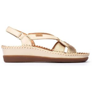 Pikolinos para mulher. W8K-1839C1 Sandália de cunha Cadaques em marfim metalizado (38), Couro, Branco, Bege, Plano, Velcro, Casual Pikolinos para mulher. W8K-1839C1 Sandália de cunha Cadaques em marfim metalizado (38), Couro, Branco, Bege, Plano, Velcro, Casual