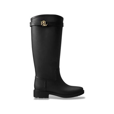 Lauren Ralph Lauren para mulher. 802980678001 Botas de chuva altas Portiah de borracha preta (38), Preto, Plano, Nenhum, Casual, PVC Lauren Ralph Lauren para mulher. 802980678001 Botas de chuva altas Portiah de borracha preta (38), Preto, Plano, Nenhum, Casual, PVC