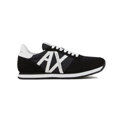 A X Armani Exchange para homem. XUX017XCC68K489 Logotipo de sapato de corrida retrô preto (46), Plano, 1 a 3cm, Cordão, Casual A X Armani Exchange para homem. XUX017XCC68K489 Logotipo de sapato de corrida retrô preto (46), Plano, 1 a 3cm, Cordão, Casual