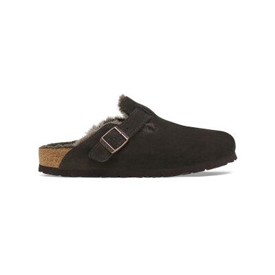 Birkenstock para mulher. 1020529 Tamancos de Couro Boston Shearling (Ajuste Estreito) castanho (40), Marrom, Plano, Camurça, Fivela, Casual Birkenstock para mulher. 1020529 Tamancos de Couro Boston Shearling (Ajuste Estreito) castanho (40), Marrom, Plano, Camurça, Fivela, Casual