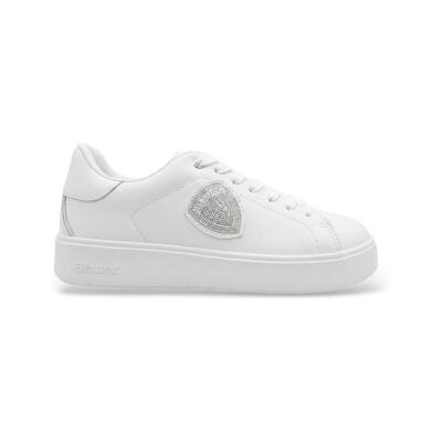 Blauer para mulher. F6VICTORY01 Tênis Victory de couro branco (38), Plano, Cordão, Casual Blauer para mulher. F6VICTORY01 Tênis Victory de couro branco (38), Plano, Cordão, Casual