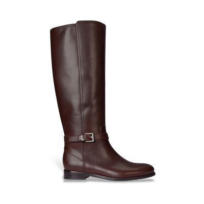 Lauren Ralph Lauren para mulher. 802974383002 Bota alta Brooke II em pele de bezerro castanha (35), Couro, Marrom, Plano, Zíper, Casual Lauren Ralph Lauren para mulher. 802974383002 Bota alta Brooke II em pele de bezerro castanha (35), Couro, Marrom, Plano, Zíper, Casual