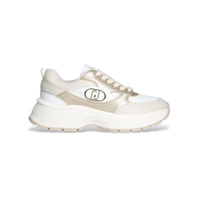 Liu Jo para mulher. BF5035PX026S1874 Sapatilhas de couro Eva 06 branco, dourado (38), Plano, Cordão, Casual Liu Jo para mulher. BF5035PX026S1874 Sapatilhas de couro Eva 06 branco, dourado (38), Plano, Cordão, Casual
