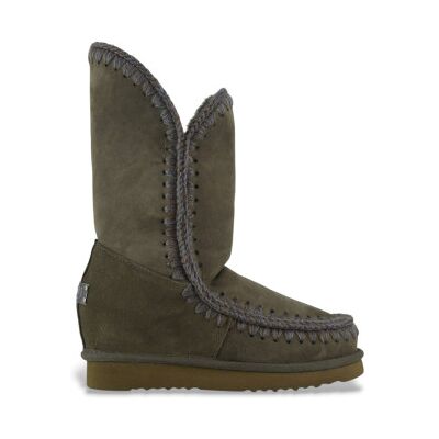 Mou para mulher. MU.FW121001A Botas de couro Eskimo interior cunha alta verde (40), 3 a 5cm, Nenhum, Casual Mou para mulher. MU.FW121001A Botas de couro Eskimo interior cunha alta verde (40), 3 a 5cm, Nenhum, Casual