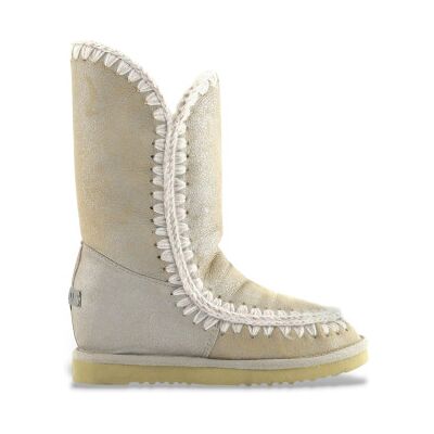 Mou para mulher. MU.FW121001B Botas de couro Eskimo cunha interior alta ouro, bege (39), 3 a 5cm, Nenhum, Casual Mou para mulher. MU.FW121001B Botas de couro Eskimo cunha interior alta ouro, bege (39), 3 a 5cm, Nenhum, Casual