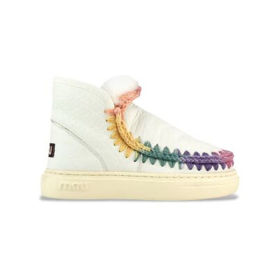 Mou para mulher. MU.FW411007B Botins em pele Eskimo sneaker bold rainbow stitching bege, multicolor (40), Couro, mais que 10cm, Nenhum, Casu Mou para mulher. MU.FW411007B Botins em pele Eskimo sneaker bold rainbow stitching bege, multicolor (40), Couro, mais que 10cm, Nenhum, Casu