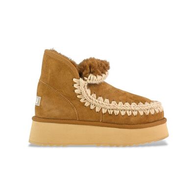 Mou para mulher. MU.FW681000A Botins em pele Mini Eskimo Platform castanho (39), Couro, Marrom, 8 a 10cm, Nenhum, Casual Mou para mulher. MU.FW681000A Botins em pele Mini Eskimo Platform castanho (39), Couro, Marrom, 8 a 10cm, Nenhum, Casual