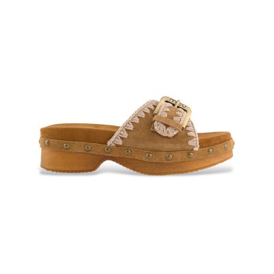 Mou para mulher. MU.SW151004A Sandálias Wood Clog de salto baixo em camurça castanha (39), Marrom, 3 a 5cm, Nenhum, Casual Mou para mulher. MU.SW151004A Sandálias Wood Clog de salto baixo em camurça castanha (39), Marrom, 3 a 5cm, Nenhum, Casual