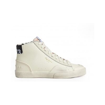 Pepe Jeans para mulher. PLS31535 Ténis de couro Kenton Vintagehigh W branco (41), Plano, Cordão, Casual Pepe Jeans para mulher. PLS31535 Ténis de couro Kenton Vintagehigh W branco (41), Plano, Cordão, Casual