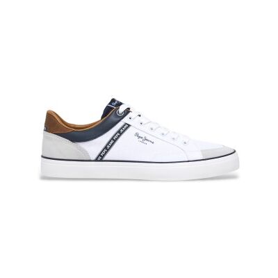 Pepe Jeans para homem. PMS31073 Ténis de couro branco Kenton stage (41), Plano, Camurça, Cordão, Casual, Sustentável Pepe Jeans para homem. PMS31073 Ténis de couro branco Kenton stage (41), Plano, Camurça, Cordão, Casual, Sustentável