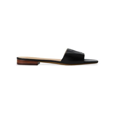 Lauren Ralph Lauren para mulher. 802959142001 Sandália Everley em pele preta com flip flop (36), Couro, Preto, Plano, Nenhum, Casual Lauren Ralph Lauren para mulher. 802959142001 Sandália Everley em pele preta com flip flop (36), Couro, Preto, Plano, Nenhum, Casual