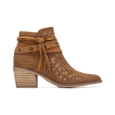 Refresh para mulher. 17518002-CAMEL Botins em pele 175180 castanho (36), Couro, Marrom, 3 a 5cm, Camurça, Zíper, Casual Refresh para mulher. 17518002-CAMEL Botins em pele 175180 castanho (36), Couro, Marrom, 3 a 5cm, Camurça, Zíper, Casual