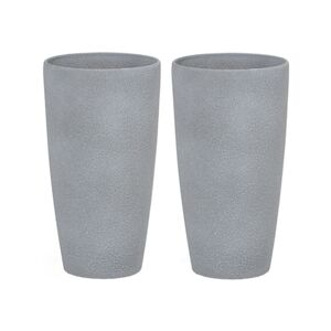 Beliani Conjunto de 2 Vasos (23 x 23 x 42 - Pedra)
