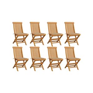 S/marca Conjunto 8 Cadeiras de Jardim com almofadões bege teca maciça