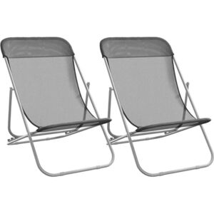 Vidaxl Conjunto 2 Cadeiras praia dobráveis VIDA XL textilene/aço revestido pó cinza