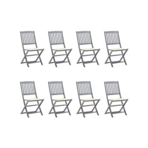 S/marca Conjunto de 8 Cadeiras de exterior dobráveis 8pcs com almofadões acácia maciça (48,5 x 57 x 91 cm)