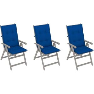 Vidaxl Cadeiras jardim reclináveis c/ almofadões 3 pcs acácia maciça