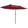 Outsunny Chapéu de Sol Duplo Aço e Poliéster Vermelho de vinho tinto 460x270x240 cm