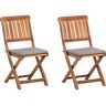 Beliani Conjunto de 2 cadeiras Cento de Madeira de acácia Castanho escuro 46x50x90
