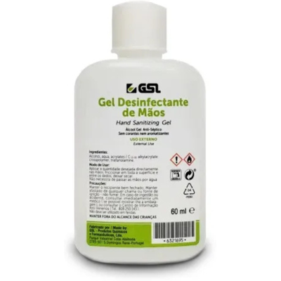 GSL Álcool Gel Desinfetante Mãos 60ml Sem Perfume Secagem Rápida e Uso Profissional GSL Álcool Gel Desinfetante Mãos 60ml Sem Perfume Secagem Rápida e Uso Profissional