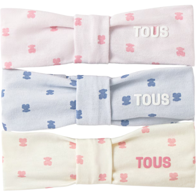 Tous Baby Conjunto 3 Diademas Ursos Branco/Rosa/Azul Fita Cabelo Algodão Tous Baby Conjunto 3 Diademas Ursos Branco/Rosa/Azul Fita Cabelo Algodão