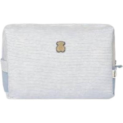 Tous Baby Nécessaire Riscas Azul com Urso Bordado 26x12x17cm Tous Baby Nécessaire Riscas Azul com Urso Bordado 26x12x17cm