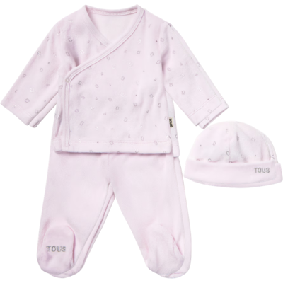 Tous Conjunto Bebé 1-3M com Gorro Primeira Roupa Glitter Rosa Tous Conjunto Bebé 1-3M com Gorro Primeira Roupa Glitter Rosa