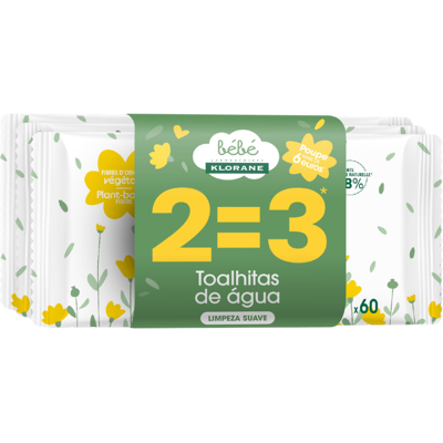Klorane Pack 3x60 Toalhetes Bebé Água 100% Biodegradáveis Desde o Nascimento Klorane Pack 3x60 Toalhetes Bebé Água 100% Biodegradáveis Desde o Nascimento