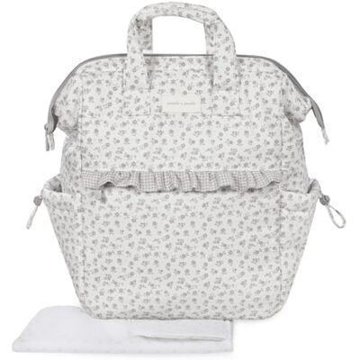 Pasito a Pasito Mochila Maternidade Little Bloom Flowers Grey Tecido Impermeável Pasito a Pasito Mochila Maternidade Little Bloom Flowers Grey Tecido Impermeável
