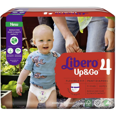 Libero Up&Go 4 Fralda Cueca 7-10kg 22un Anti-fugas 12h Libero Up&Go 4 Fralda Cueca 7-10kg 22un Anti-fugas 12h
