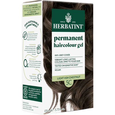 Herbatint 5C Castanho Claro Cinza Coloração Cabelo Sem Amoníaco Neutraliza Reflexos Quentes Herbatint 5C Castanho Claro Cinza Coloração Cabelo Sem Amoníaco Neutraliza Reflexos Quentes