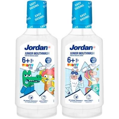 Jordan Junior Elixir Bucal Fruity 6A+ 500ml Flúor Sem Álcool Jordan Junior Elixir Bucal Fruity 6A+ 500ml Flúor Sem Álcool