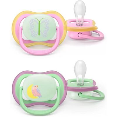 Philips Avent Ultra Air Chupeta Noturna 6-18M Borboleta e Tucano - Brilha no Escuro 2 Unidades Philips Avent Ultra Air Chupeta Noturna 6-18M Borboleta e Tucano - Brilha no Escuro 2 Unidades